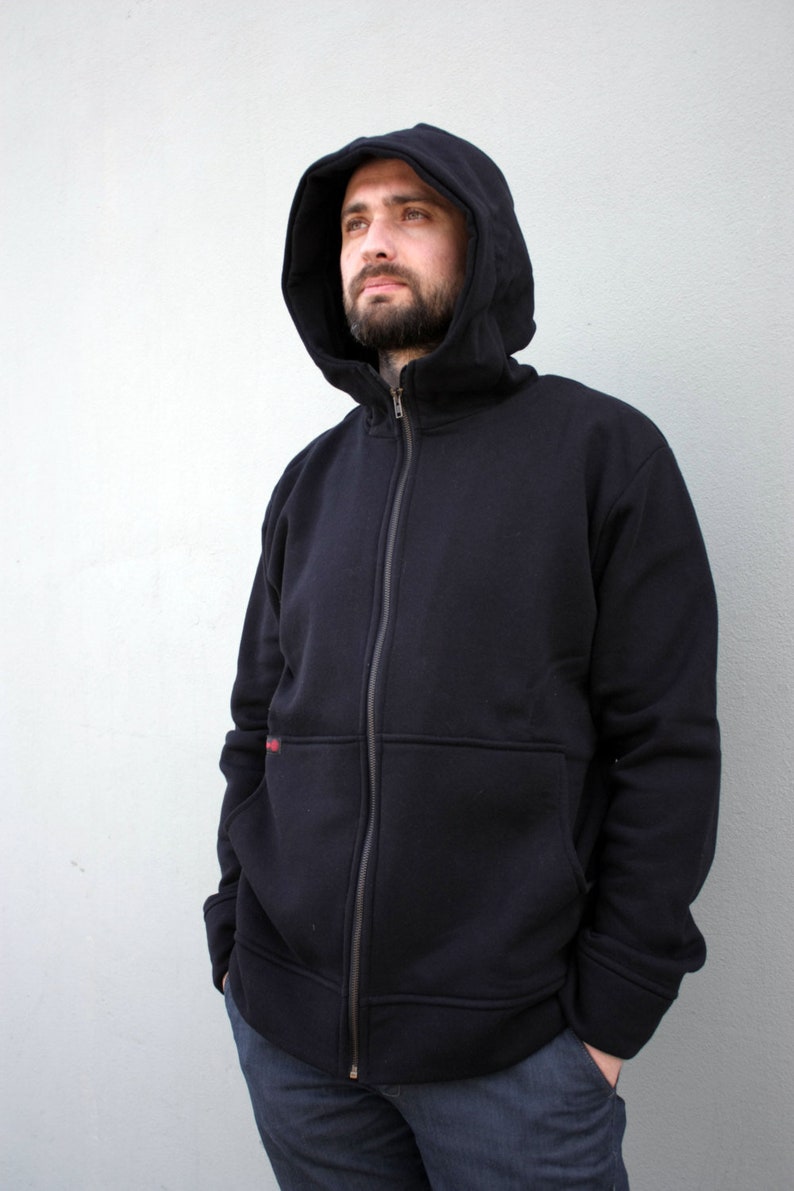 Hooded Hoodie, Mens Clothing, Black Sweatshirt, Hooded Sweatshirt, Black Hoodie, Zipper Hoodie, Winter Sweatshirt, Men Wear, Tech Clothing